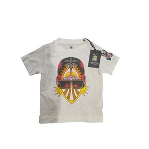 Psycho Bunny x Daddy Yankee "Color Outside the Lines" graphic t-shirt 2t white